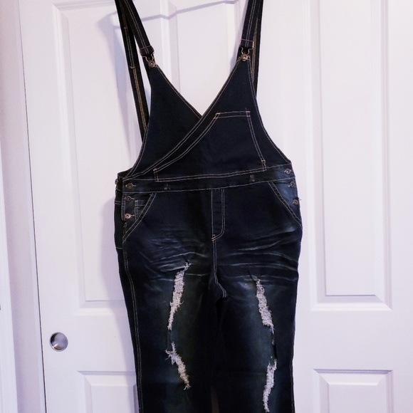 Ashley Stewart Pants - Ashley Stewart denim bib overalls.